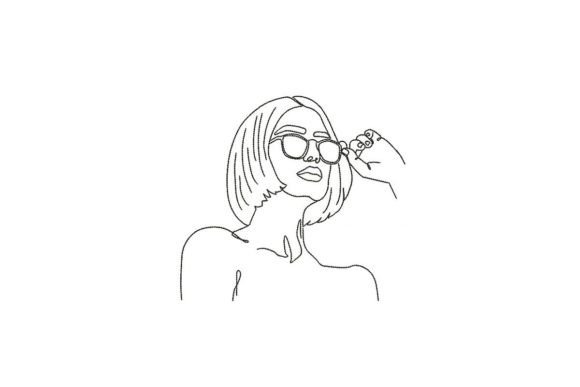 A Woman with Glasses: A Thoughtful Embroidery Design