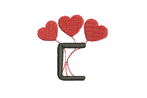 Alphabet Letter C with Red Love Heart Review for Business Embroidery