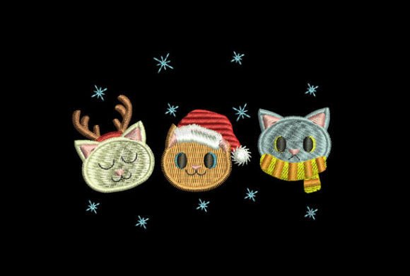 Three Cats on Christmas: A Charming Embroidery Design for Cozy Holiday Gifts